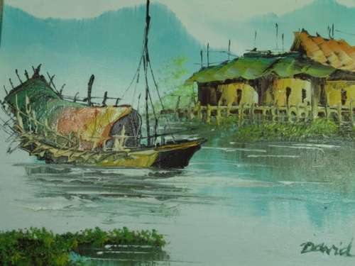 Vintage Original Oil on Board framed Painting by David 1972 - 20cm x 25cm