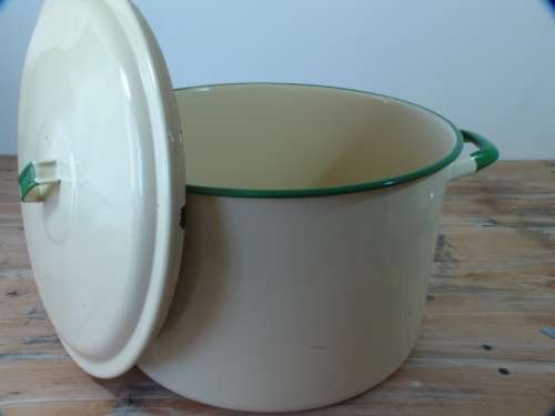 Very Large Enamel Pot with Lid, 38cm diameter x 25cm deep