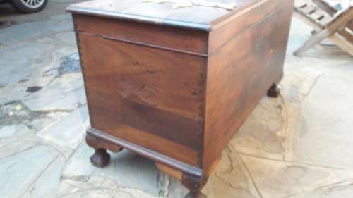 Vintage Imbuia Ball and claw Kist with brass fittings