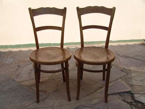 Antique 1920's Bentwood Chairs. Set of 2