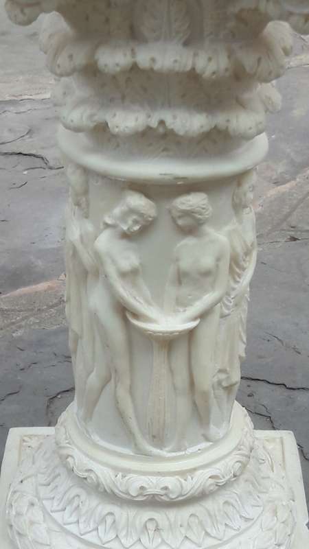 Vintage Pedestal, Roman carvings, 45cm high