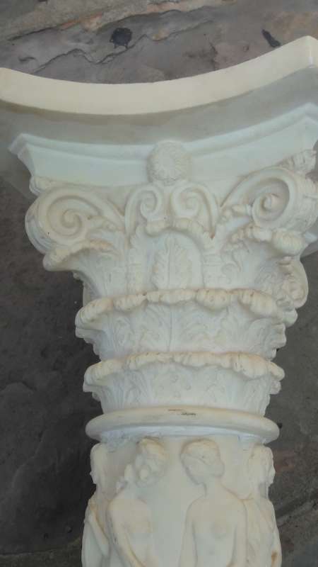 Vintage Pedestal, Roman carvings, 45cm high