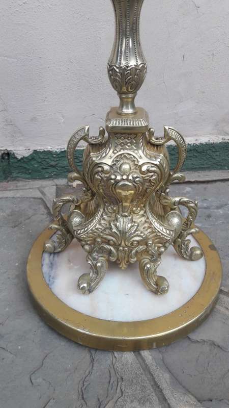 Large vintage solid Brass table lamp on a Marble base, 600cm High