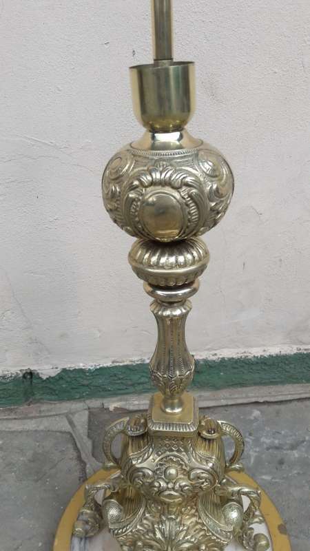 Large vintage solid Brass table lamp on a Marble base, 600cm High