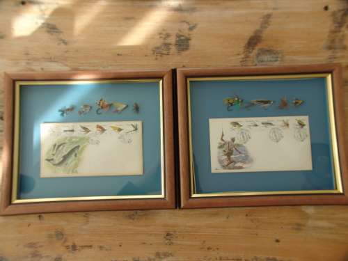 Vintage 1981 set of two Framed Transkei fly fishing first day covers with matching Trout flies