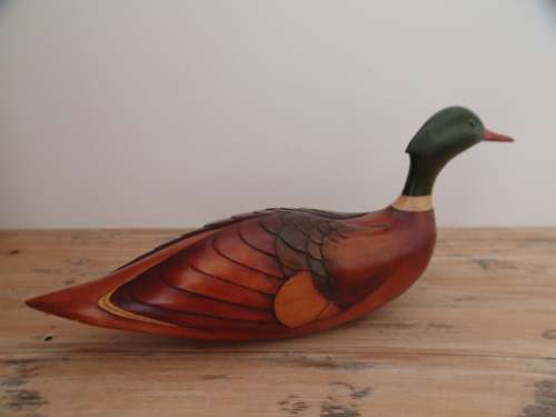 Feather Gallery hand crafted collectable wooden Bird ornament, Merganzer No.42/975 - large 54cm long