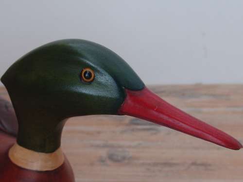 Feather Gallery hand crafted collectable wooden Bird ornament, Merganzer No.42/975 - large 54cm long