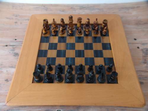 Tiger eye Chess Set, with Tiger eye chess Pieces and Board, Yellow wood frame, Large 46cm x 46cm