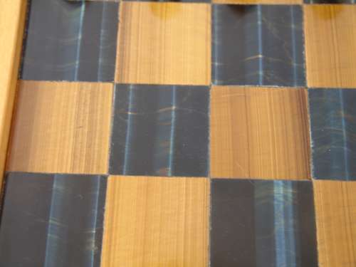 Tiger eye Chess Set, with Tiger eye chess Pieces and Board, Yellow wood frame, Large 46cm x 46cm