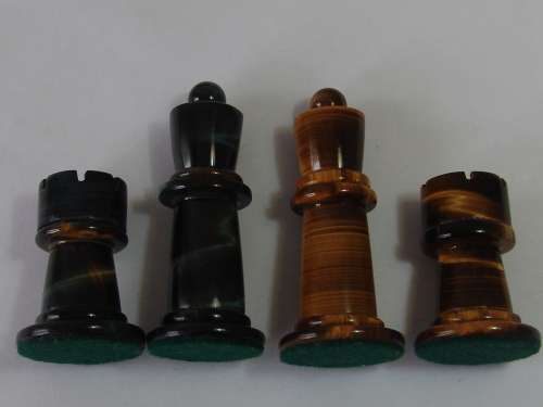 Tiger eye Chess Set, with Tiger eye chess Pieces and Board, Yellow wood frame, Large 46cm x 46cm