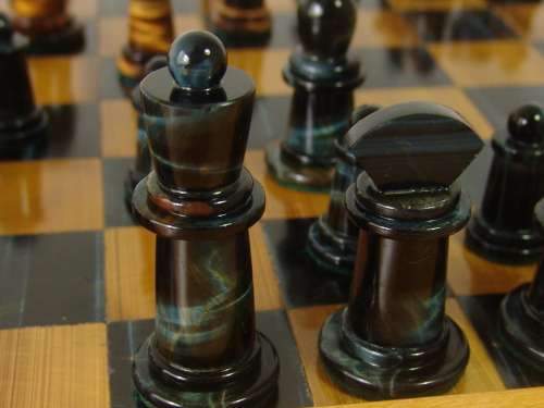 Tiger eye Chess Set, with Tiger eye chess Pieces and Board, Yellow wood frame, Large 46cm x 46cm