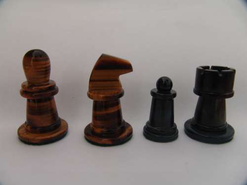 Tiger eye Chess Set, with Tiger eye chess Pieces and Board, Yellow wood frame, Large 46cm x 46cm