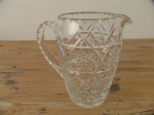 Very large heavy Crystal water Jug, 18cm deep