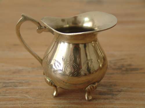 Rare solid brass complete Coffee / Tea service set with silver inside. 4 items. Excellent condition