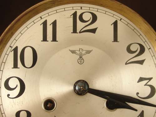 Antique 1930 Art deco German Oak cased wall Clock with Pendulum, makers F.M.S., 63cm x 27cm x 14cm