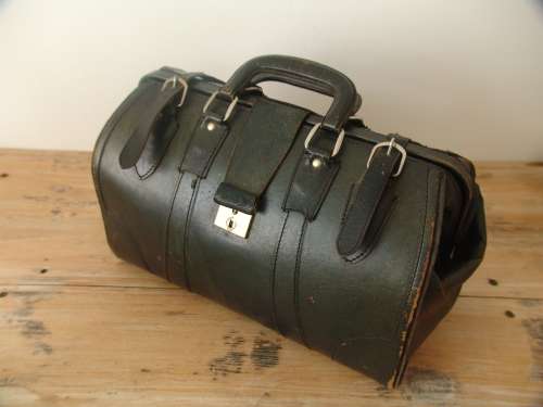 Vintage Doctor's leather Bag, Green, 40cm x 20cm x 20cm