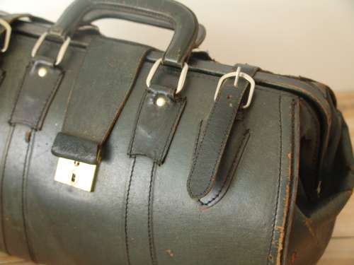 Vintage Doctor's leather Bag, Green, 40cm x 20cm x 20cm