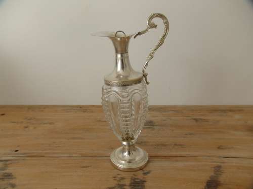 Vintage 1969 glass and silverplated Claret, Italy, 30cm high