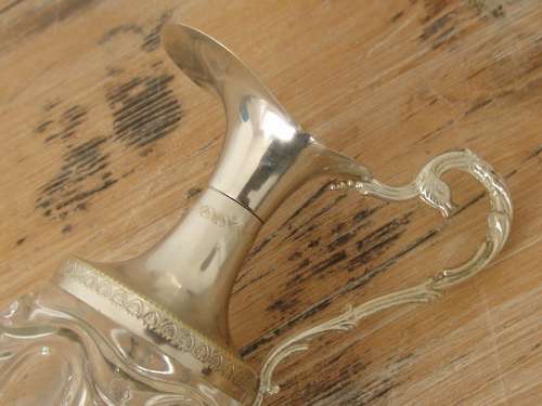 Vintage 1969 glass and silverplated Claret, Italy, 30cm high