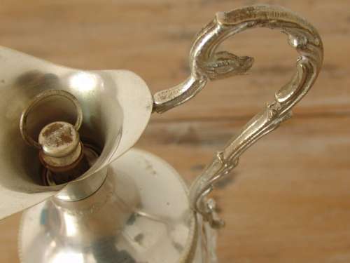 Vintage 1969 glass and silverplated Claret, Italy, 30cm high
