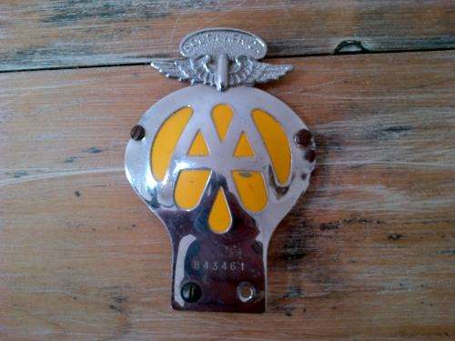 Vintage South African metal chrome AA car badge - 14cm x 10cm