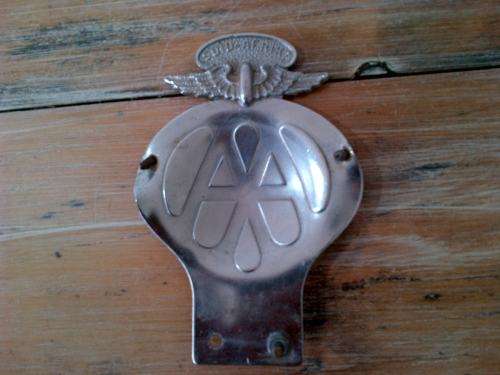 Vintage South African metal chrome AA car badge - 14cm x 10cm