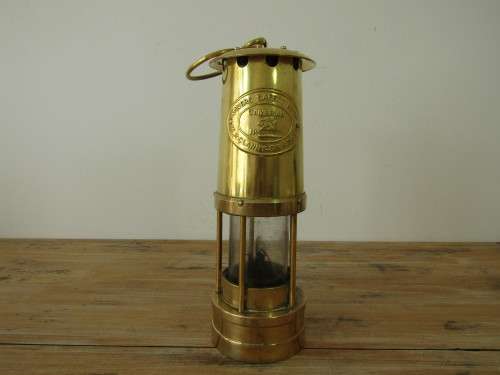 Vintage Brass miners Lamp, Cambrian, WR Clanny, Sir H Davy, 25cm, excellent condition