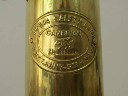 Vintage Brass miners Lamp, Cambrian, WR Clanny, Sir H Davy, 25cm, excellent condition