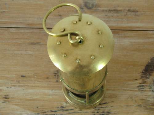Vintage Brass miners Lamp, Cambrian, WR Clanny, Sir H Davy, 25cm, excellent condition