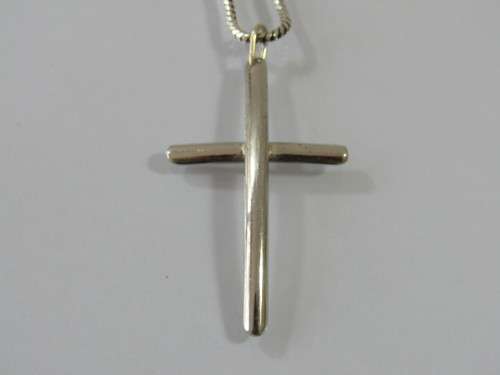 Vintage silver rope Necklace with solid silver cross Pendant, 44cm, 107g
