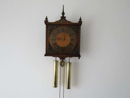 Mauthe wooden mechanical Wall Clock with original mechanism, pendulum and weights,30cm x 29cm x 10cm