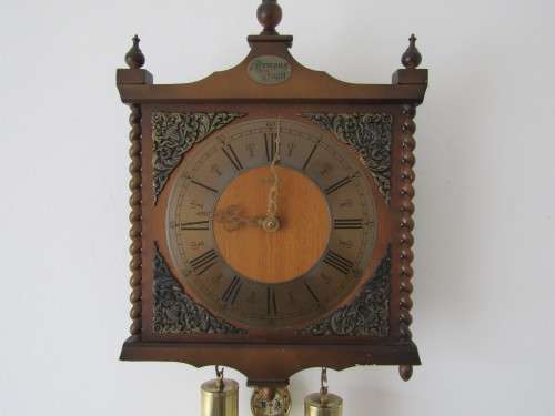 Mauthe wooden mechanical Wall Clock with original mechanism, pendulum and weights,30cm x 29cm x 10cm
