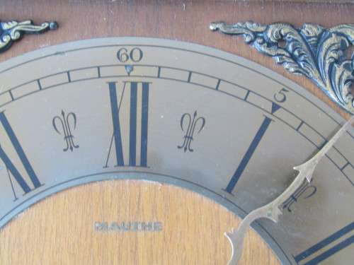 Mauthe wooden mechanical Wall Clock with original mechanism, pendulum and weights,30cm x 29cm x 10cm