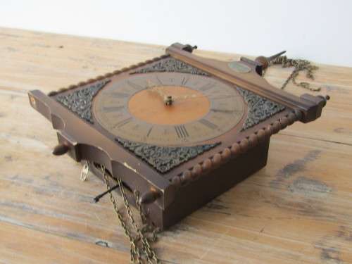 Mauthe wooden mechanical Wall Clock with original mechanism, pendulum and weights,30cm x 29cm x 10cm