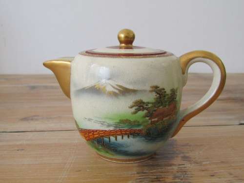 Antique oriental Satsuma porcelain coffee set, hand painted, 8 piece, excellent condition