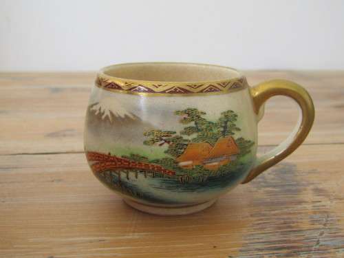 Antique oriental Satsuma porcelain coffee set, hand painted, 8 piece, excellent condition