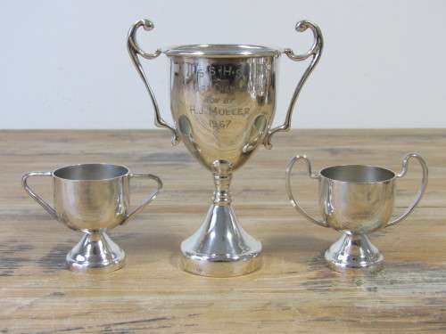 Lot of 3 vintage silver plated Trophies, excellent condition