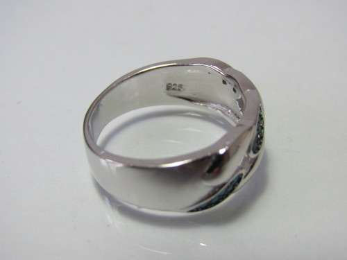 Vintage 925 heavy Silver Ring with enamel detail, stamped, 5.3g