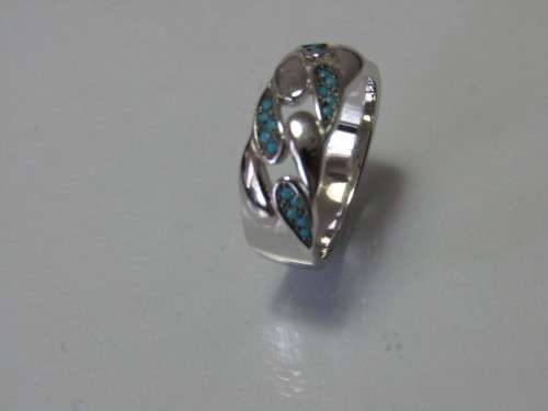 Vintage 925 heavy Silver Ring with enamel detail, stamped, 5.3g