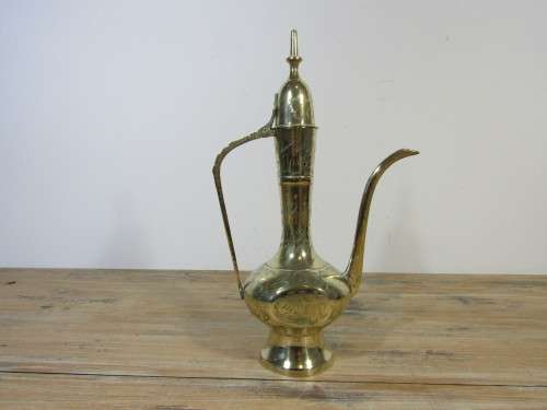 Vintage Indian brass coffee pot, 27cm tall, excellent condition