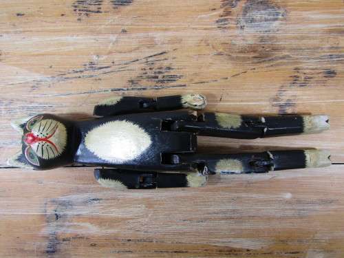 Vintage classic wooden articulated Cat toy, possibly 40's or 50's, 36cm