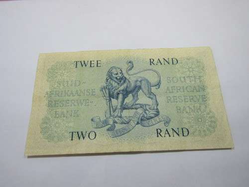 Old SA R2 bank note, 1961 to 1965, G. Rissik, B series