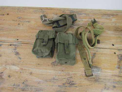 Job lot of SADF military webbing items, 2 x pouches, straps and belts, excellent condition