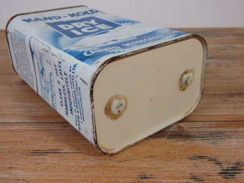 Vintage Can Of Dry Ice tin with content, Kand-kold, 11cm x 7cm x 17cm