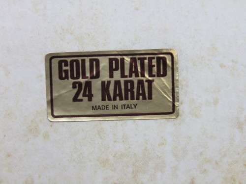 Vintage boxed set of Aghifug Italian 24ct gold plated serving ware, 4 piece, mint in box