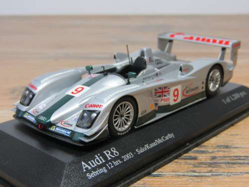 Collectable metal die cast scale model car, Minichamps Audi R8 2003 Sebring 12h ,1:43, mint in box
