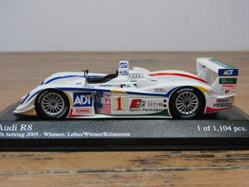 Collectable metal die cast scale model car, Minichamps Audi R8 Sebring 2005,1:43, mint in box