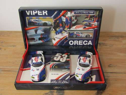 Fly slot car Set, Chrysler Viper GTS-R, Team Oreca, 24hrs Le Mans 1998, set of two Scalextric cars