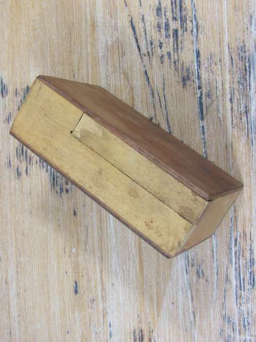 Vintage small wooden savings box with hidden door, 11.5cm x 3.5cm x 7cm, excellent condition