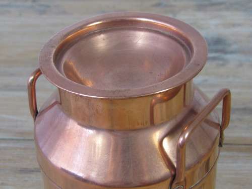 Vintage small Copper "MELK" can with stopper and handles, 17cm deep